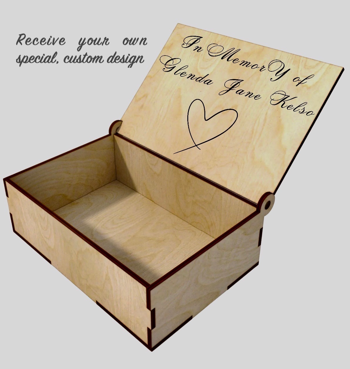 Custom engraved wooden keepsake box