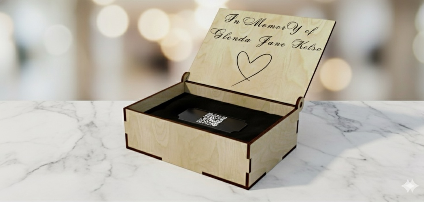 Custom Memorial Keepsake Box with QR Plaque
